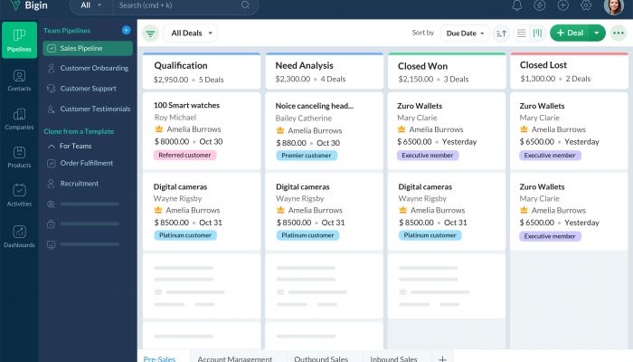 Zoho เปิดตัวฟังก์ชัน Team Pipelines ใน Bigin พลิกโฉมตลาด CRM ในกลุ่มธุรกิจขนาดเล็ก