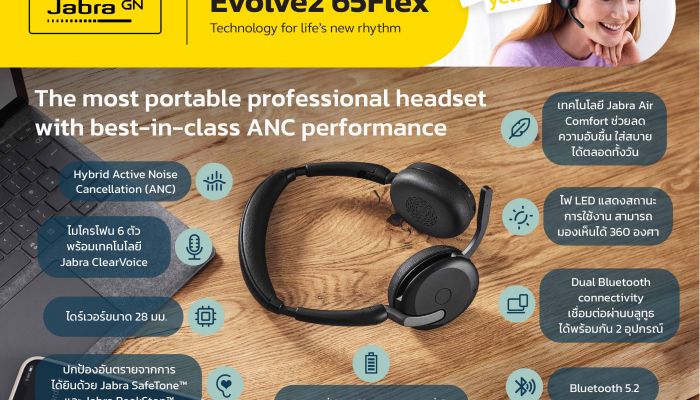 อาร์ทีบีฯ เปิดตัวลำโพงประชุมแบบพกพา Jabra Speak2 Series และหูฟังไร้สาย Jabra Evlove2 65 Flex ลุยตลาด