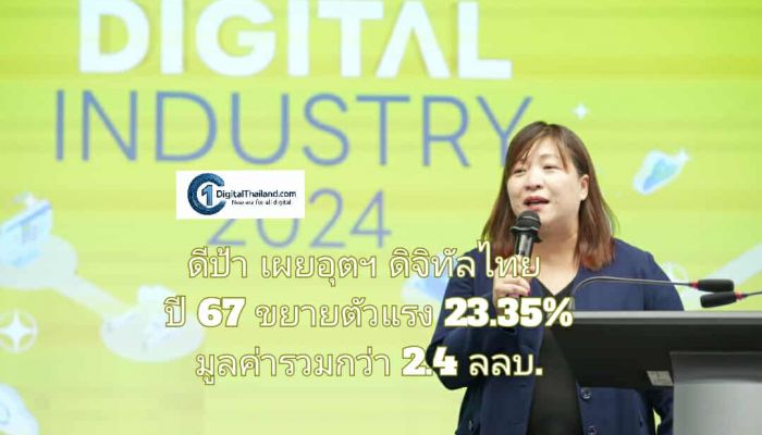 ดีป้า เผยอุตฯ ดิจิทัลไทย ปี 67 ขยายตัวแรง 23.35% มูลค่ารวมกว่า 2.4 ลลบ. ระบุอุตสาหกรรมฮาร์ดแวร์และอุปกรณ์อัจฉริยะเติบโตสูงสุด 26.62%