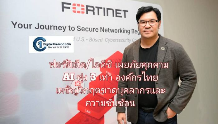 ปฏิวัติสงครามไซเบอร์! ฟอร์ติเน็ต/ไอดีซี เผยภัยคุกคาม AI พุ่ง 3 เท่า องค์กรไทย เผชิญวิกฤตขาดแคลนบุคลากรและความซับซ้อนของระบบ