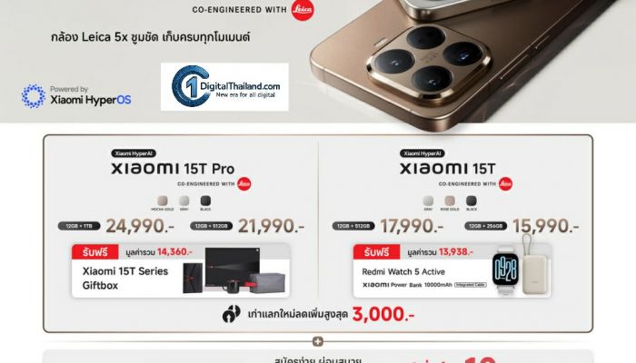 Xiaomi 15T Series และแท็บเล็ต Xiaomi Pad Mini วางจำหน่ายอย่างเป็นทางการในไทยแล้ว พร้อมโปรโมชันพิเศษตลอด ต.ค 2568