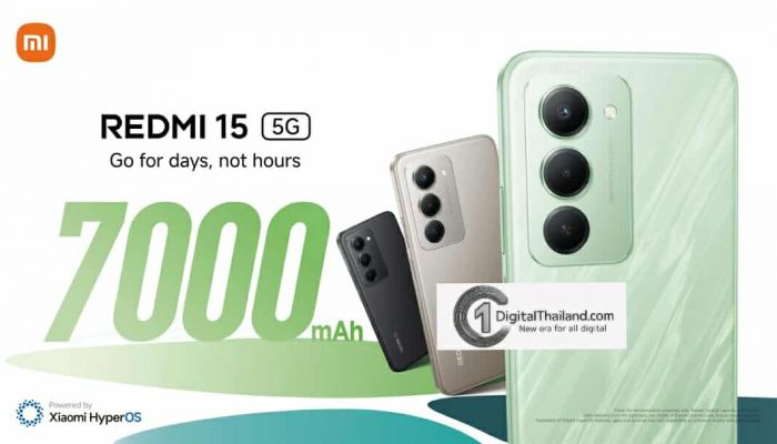 REDMI 15 Series มาพร้อมแบตเตอรี่ขนาดใหญ่จุใจ 7000mAh และหน้าจอ 6.9 นิ้วที่เต็มอิ่ม วางจำหน่ายในราคาเริ่มต้น 4,999 บาท