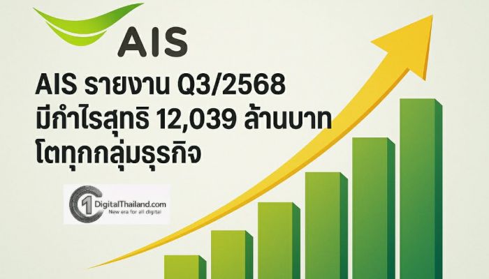 AIS รายงาน Q3/2568 มีกำไรสุทธิ 12,039 ล้านบาท โตทุกกลุ่มธุรกิจ