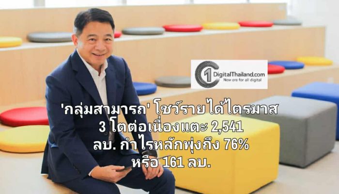 'กลุ่มสามารถ' โชว์รายได้ไตรมาส 3 โตต่อเนื่องแตะ 2,541 ลบ. กำไรหลักพุ่งถึง 76% หรือ 161 ลบ.
