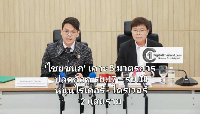 'ไชยชนก' เคาะ 5 มาตรการ ลุยปลดล็อก รย.17 – รย.18 หนุน ไรเดอร์-ไดรเวอร์ 2 แสนรายเข้าระบบ พร้อมช่วยเหลือสูงสุด 2 หมื่นบาท/ราย