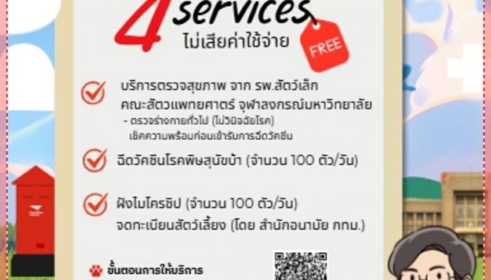 'คู่หู คู่ซี้ เดอะคาเฟ่' เปิดพื้นที่แห่งมิตรภาพ ชวนเจ้าของและเพื่อนสี่ขา มาตรวจสุขภาพ–ฉีดวัคซีน–ฝังไมโครชิปฟรี! ณ ไปรษณีย์กลาง บางรัก 29–30 พ.ย. นี้