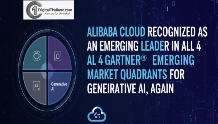อาลีบาบา คลาวด์ ได้รับการจัดให้อยู่ในกลุ่ม Emerging Leader ใน Gartner® Emerging Market Quadrants for Generative AI ทั้ง 4 ด้าน อีกครั้ง