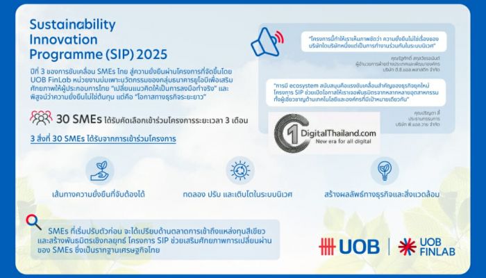 ยูโอบี ฟินแล็บ นำ SMEs ไทยสู่อนาคตธุรกิจยั่งยืนผ่านโครงการ SIP 2025