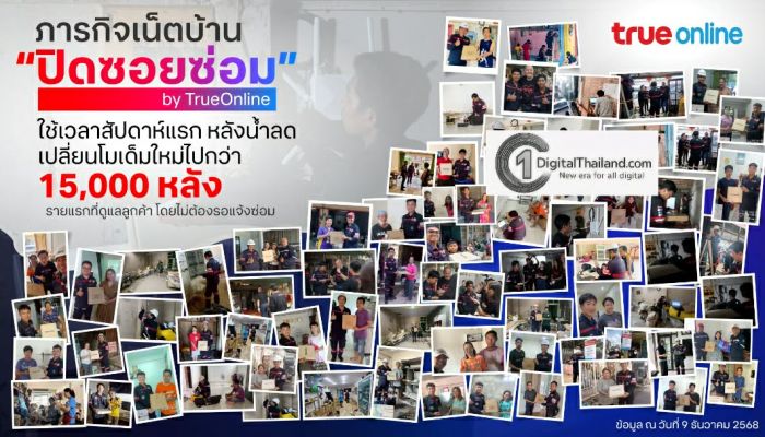 ทรูออนไลน์ เร่งฟื้นฟูโครงข่ายหาดใหญ่ต่อเนื่อง ดูแลลูกค้าเปลี่ยนโมเด็มใหม่ไปกว่า 15,000 หลัง รุกภารกิจ 'ปิดซอยซ่อม' 