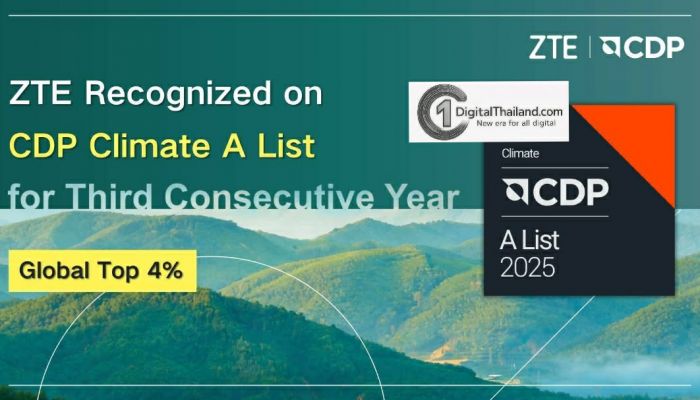 ZTE ได้รับการจัดอันดับใน CDP Climate A List ต่อเนื่องเป็นปีที่ 3 ติดอันดับ Top 4% ของบริษัทชั้นนำทั่วโลก