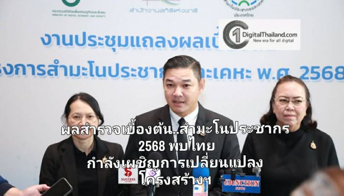 ผลสำรวจเบื้องต้น..สำมะโนประชากร 2568 พบไทยกำลังเผชิญการเปลี่ยนแปลงโครงสร้างประชากรสู่สังคมสูงวัย