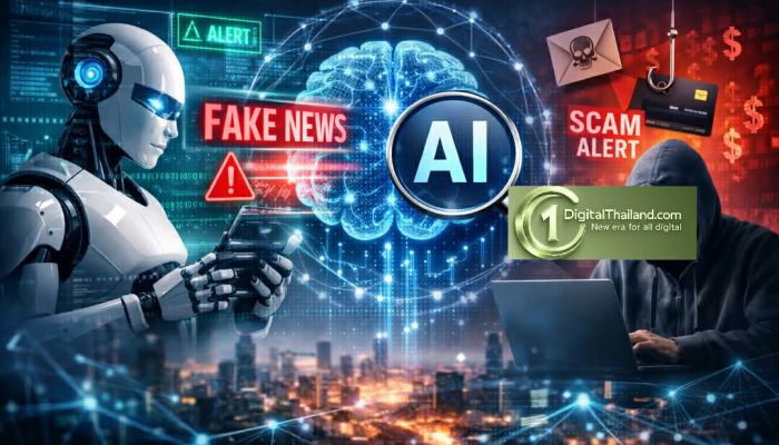 เผยแจ้งเตือน 'เฟคนิวส์' กว่า 864 ล้านครั้ง! ดีอี ตั้งเป้าใช้ AI สแกนข่าวปลอม ช่วยลดผลกระทบจาก 'สแกมเมอร์'