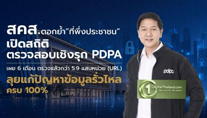 สคส. ย้ำที่พึ่งประชาชน เปิดสถิติตรวจสอบเชิงรุก PDPA เผย 6 เดือน ตรวจแล้วกว่า 5.9 แสนหน่วย (URL) แก้ปัญหาข้อมูลรั่วไหล 100%
