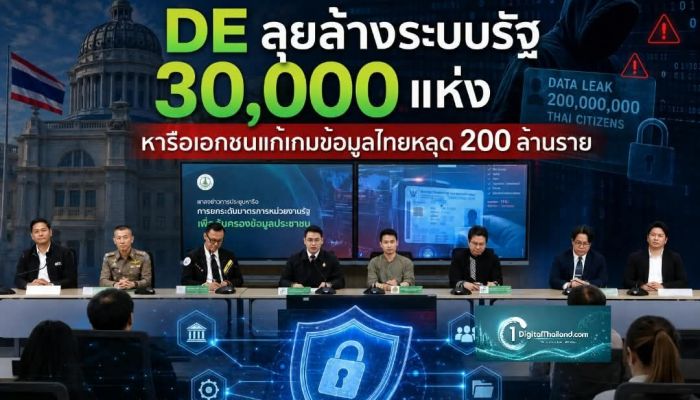ดีอีลุยล้างระบบรัฐ 30,000 แห่ง หารือเอกชนแก้เกมข้อมูลไทยหลุด 200 ล้านราย พร้อมชง ครม. ดันใช้ MFA 