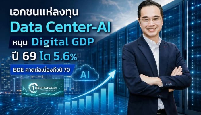 เอกชนแห่ลงทุน Data Center-AI หนุน Digital GDP ปี 69 โต 5.6% 'BDE' คาดปี 70 เร่งตัวต่อเนื่อง