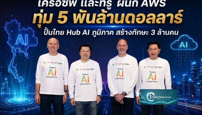 เครือซีพี และทรู ผนึก AWS ทุ่ม 5 พันล้านดอลลาร์ ปั้นไทย Hub AI ภูมิภาค สร้างทักษะ 3 ล้านคน