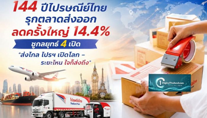 144 ปีไปรษณีย์ไทย รุกตลาดส่งออก ลดครั้งใหญ่ 14.4% ชูกลยุทธ์ 4 เปิด 'ส่งไกล ไปรฯ เปิดโลก – ระยะไหน ใจก็ส่งถึง'