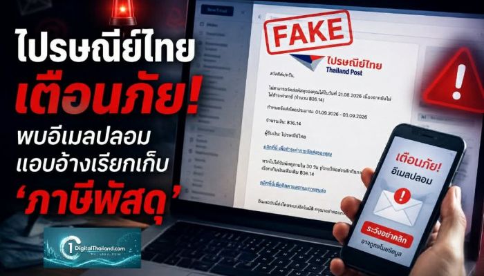 ไปรษณีย์ไทยเตือนภัย! พบอีเมลปลอมแอบอ้างเรียกเก็บ 'ภาษีพัสดุ' ย้ำอย่ากดลิงก์และกรอกข้อมูลส่วนตัว