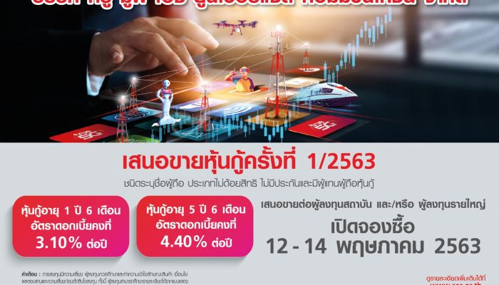 กลุ่มทรู เตรียมขายหุ้นกู้ TUC ครั้งที่ 1/2563 ผลตอบแทน 3.10% ถึง 4.40% ต่อปี