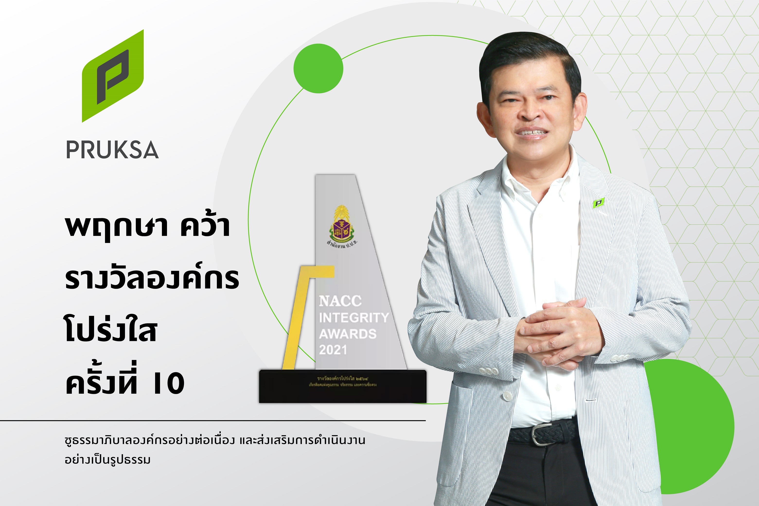  ‘พฤกษา’ อสังหาฯ รายแรก และรายเดียวของไทย  คว้ารางวัลเชิดชูเกียรติ  “องค์กรโปร่งใส ครั้งที่ 10”