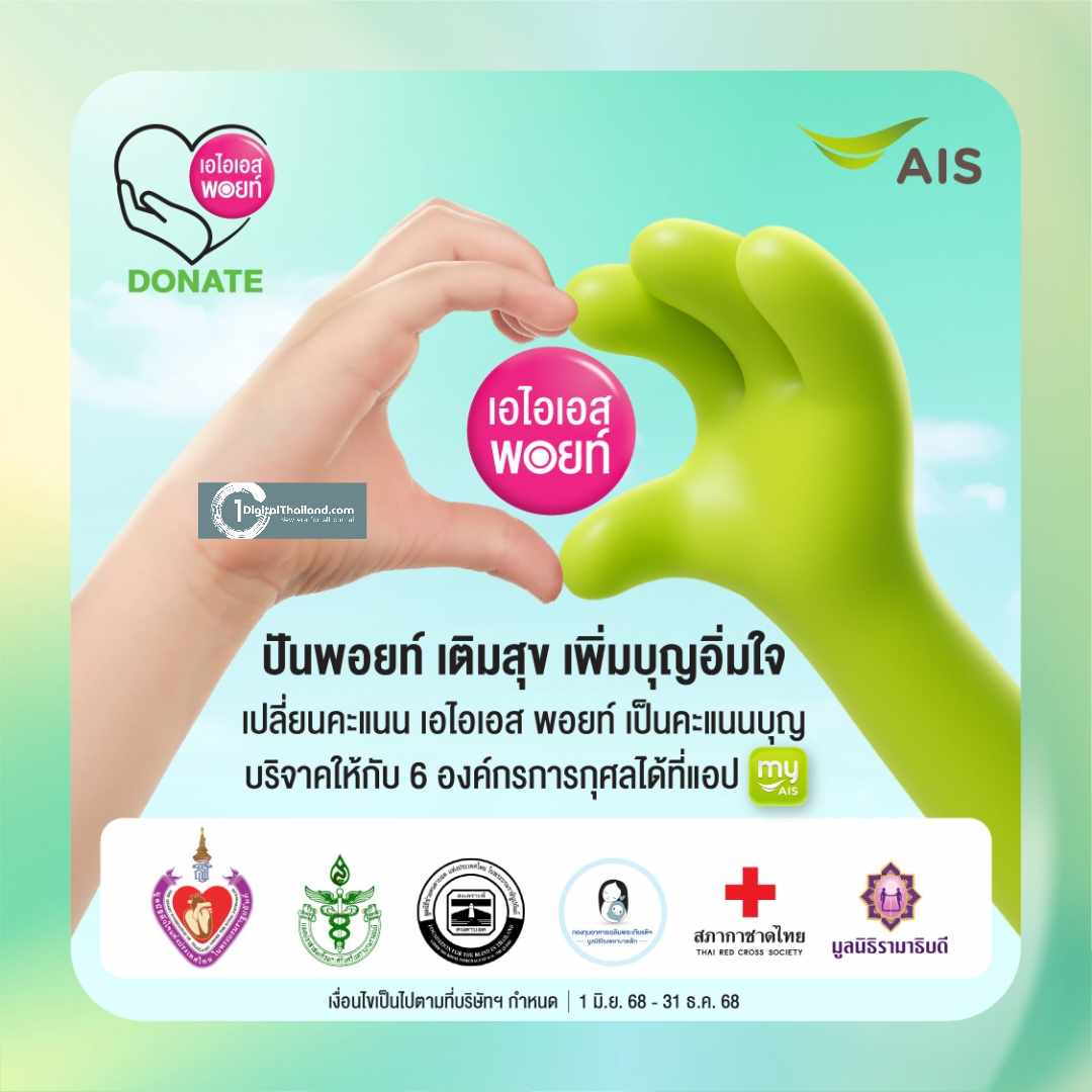 AIS ต่อยอดความสุขผ่าน AIS Points ดันกลยุทธ์ 'ทุกพอยท์ มีพลัง' ส่ง 3 แคมเปญใหญ่ 'ลองใช้-แลกบุญ-ลุ้นโชค' สร้างความคุ้มค่าให้ทุกการใช้คะแนนตลอดทั้งปี 