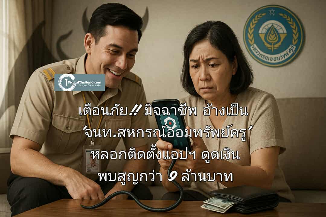เตือนภัยมิจฉาชีพ อ้างเป็น 'จนท.สหกรณ์ออมทรัพย์ครู' หลอกติดตั้งแอปฯ ดูดเงิน พบสูญเงินกว่า 9 ล้านบาท