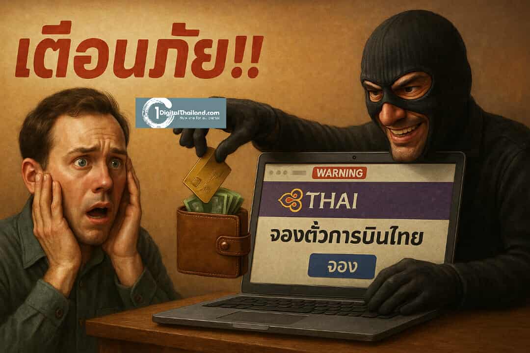 เตือนภัยโจรออนไลน์ เปิดเว็บปลอม 'จองตั๋วการบินไทย' ระวังหลอกดูดเงิน-ข้อมูลส่วนบุคคล