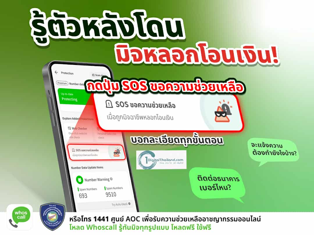 Whoscall ปล่อยฟีเจอร์ใหม่ 'SOS ขอความช่วยเหลือ' มุ่งช่วยเหยื่อถูกหลอกโอนเงินในช่วงวิกฤต ครบจบในแอปเดียว