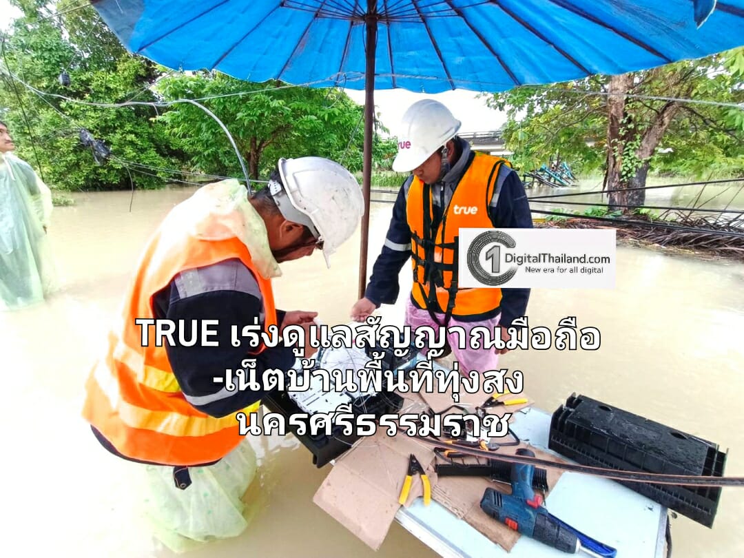 TRUE เร่งดูแลสัญญาณมือถือ-เน็ตบ้านพื้นที่ทุ่งสง นครศรีธรรมราช หลังน้ำท่วมหนักย้ำประชาชนต้องติดต่อสื่อสารได้ต่อเนื่อง