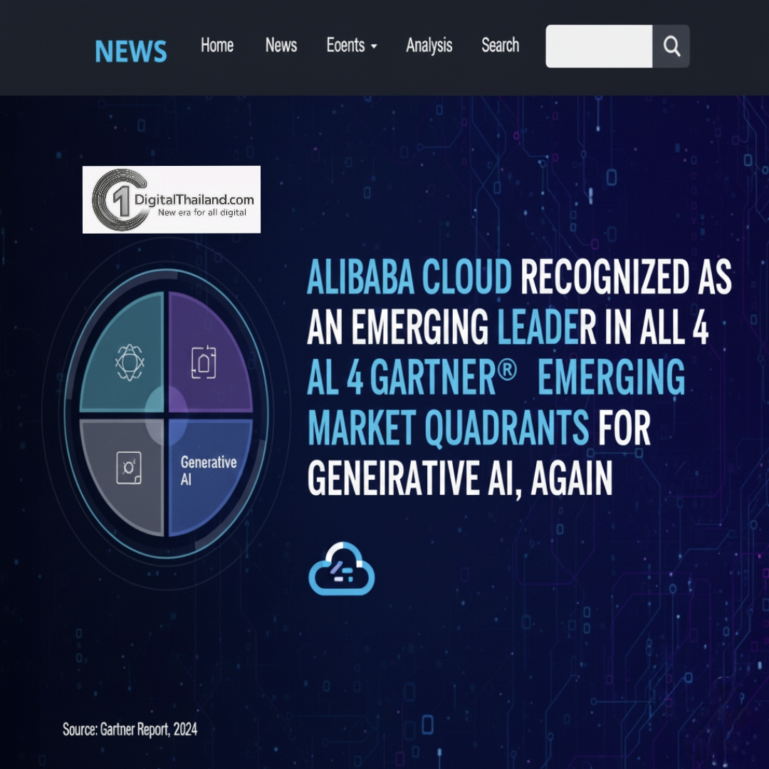 อาลีบาบา คลาวด์ ได้รับการจัดให้อยู่ในกลุ่ม Emerging Leader ใน Gartner® Emerging Market Quadrants for Generative AI ทั้ง 4 ด้าน อีกครั้ง
