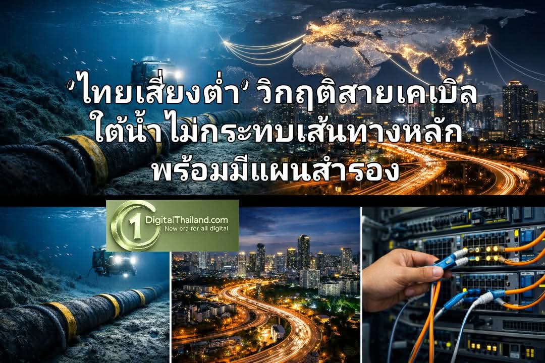 'ไทยเสี่ยงต่ำ' วิกฤติสายเคเบิลใต้น้ำไม่กระทบเส้นทางหลัก เผยทราฟฟิกยุโรปเพียง 5% กว่า 90% อยู่ในเอเชีย ด้านโครงข่ายสำรองมีแผนรับมือ