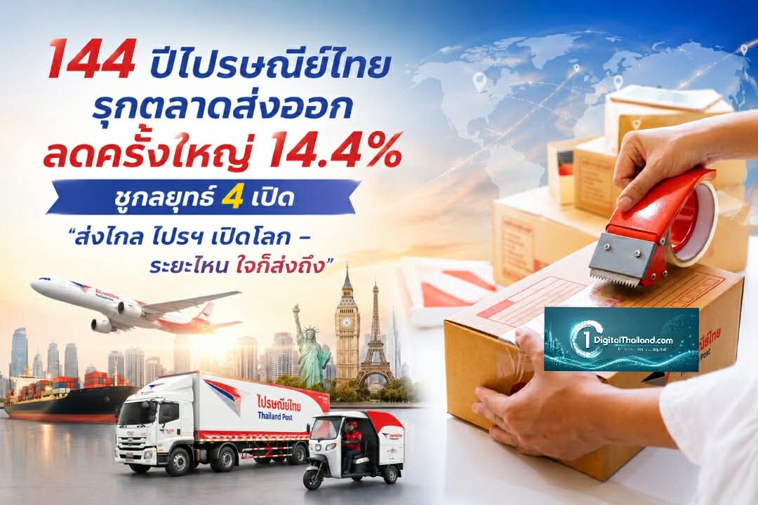144 ปีไปรษณีย์ไทย รุกตลาดส่งออก ลดครั้งใหญ่ 14.4% ชูกลยุทธ์ 4 เปิด 'ส่งไกล ไปรฯ เปิดโลก – ระยะไหน ใจก็ส่งถึง'