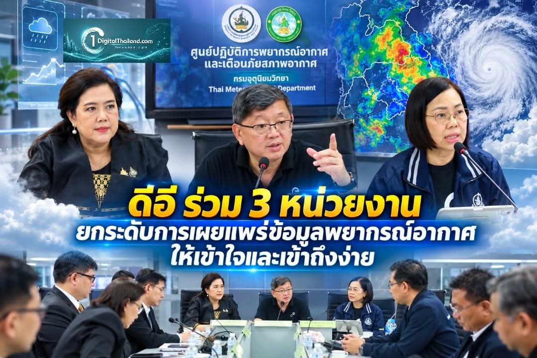 ดีอี ร่วม 3 หน่วยงาน ยกระดับการเผยแพร่ข้อมูลพยากรณ์อากาศให้ประชาชนเข้าใจและเข้าถึงง่าย