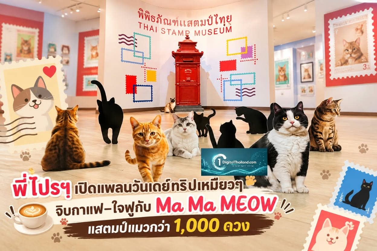 พี่ไปรฯ เปิดแพลนวันเดย์ทริปเหมียวๆ จิบกาแฟ–ใจฟูกับ Ma Ma MEOW แสตมป์แมวกว่า 1,000 ดวง ใกล้ BTS สะพานควาย