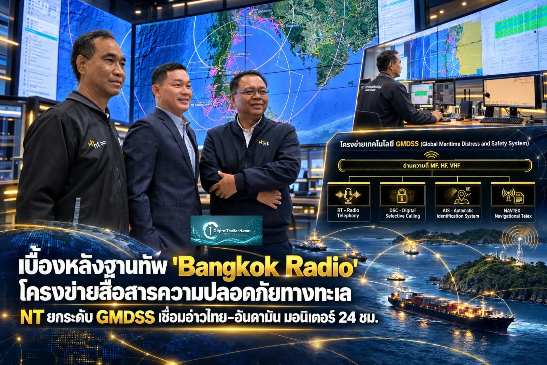 เบื้องหลังฐานทัพ 'Bangkok Radio' โครงข่ายสื่อสารความปลอดภัยทางทะเลแห่งชาติ NT ยกระดับ GMDSS เชื่อมอ่าวไทย-อันดามัน พร้อมมอนิเตอร์ 24 ชั่วโมง